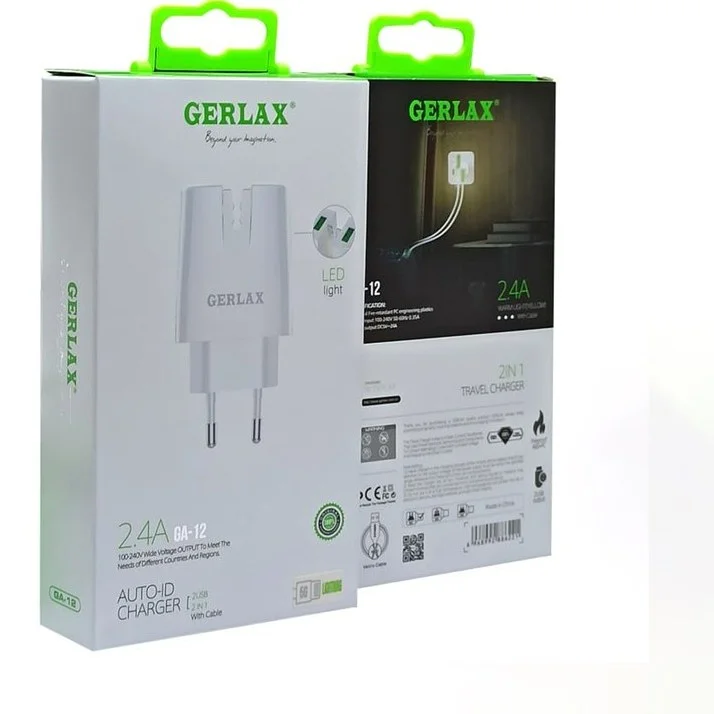 شارژر دیواری جرلکس مدل GA-12 به همراه کابل تبدیل USB-Cَ