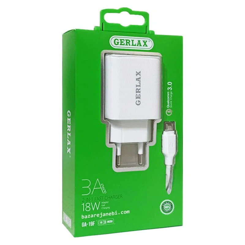 شارژر دیواری جرلکس مدل GA-19F به‌ همراه کابل تبدیل USB-C
