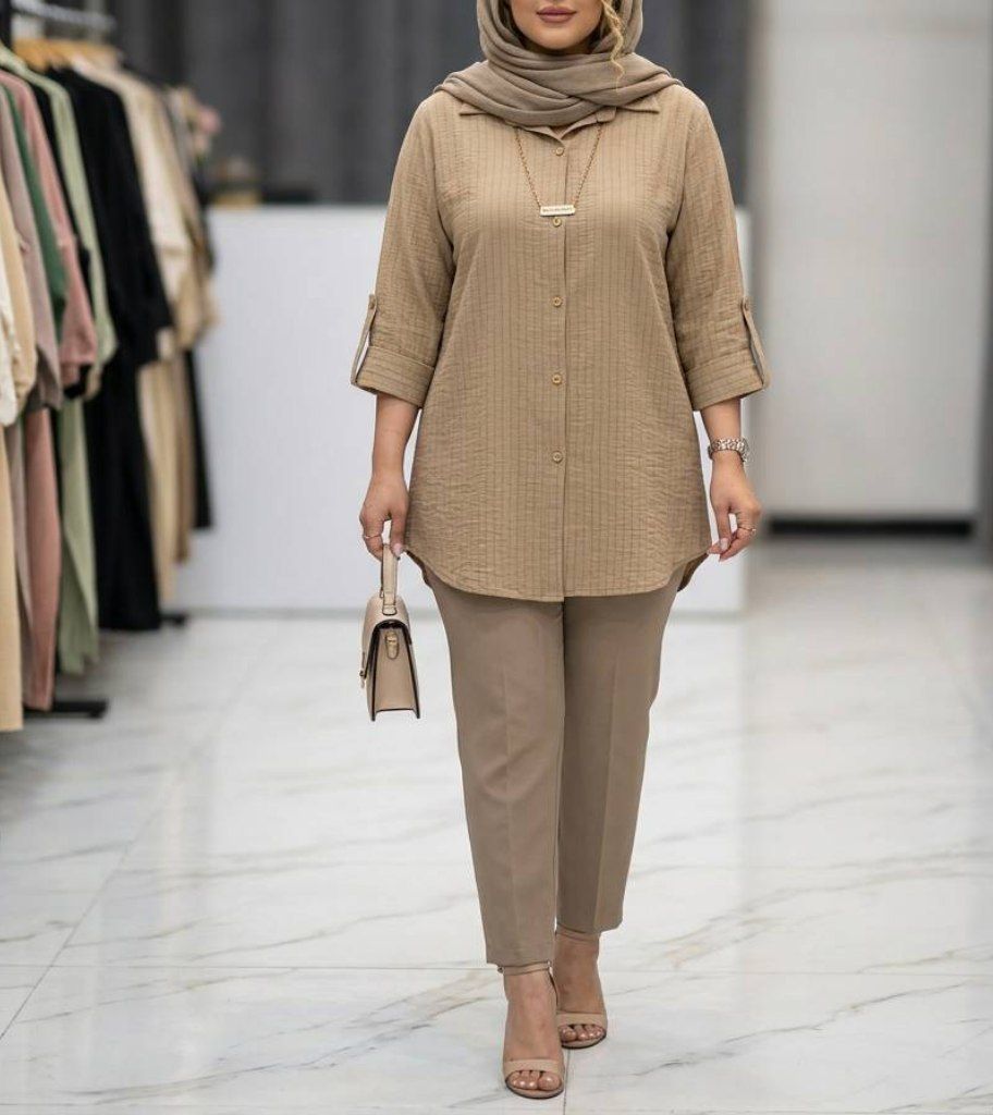 مانتو شومیزی آستین سه‌ربع