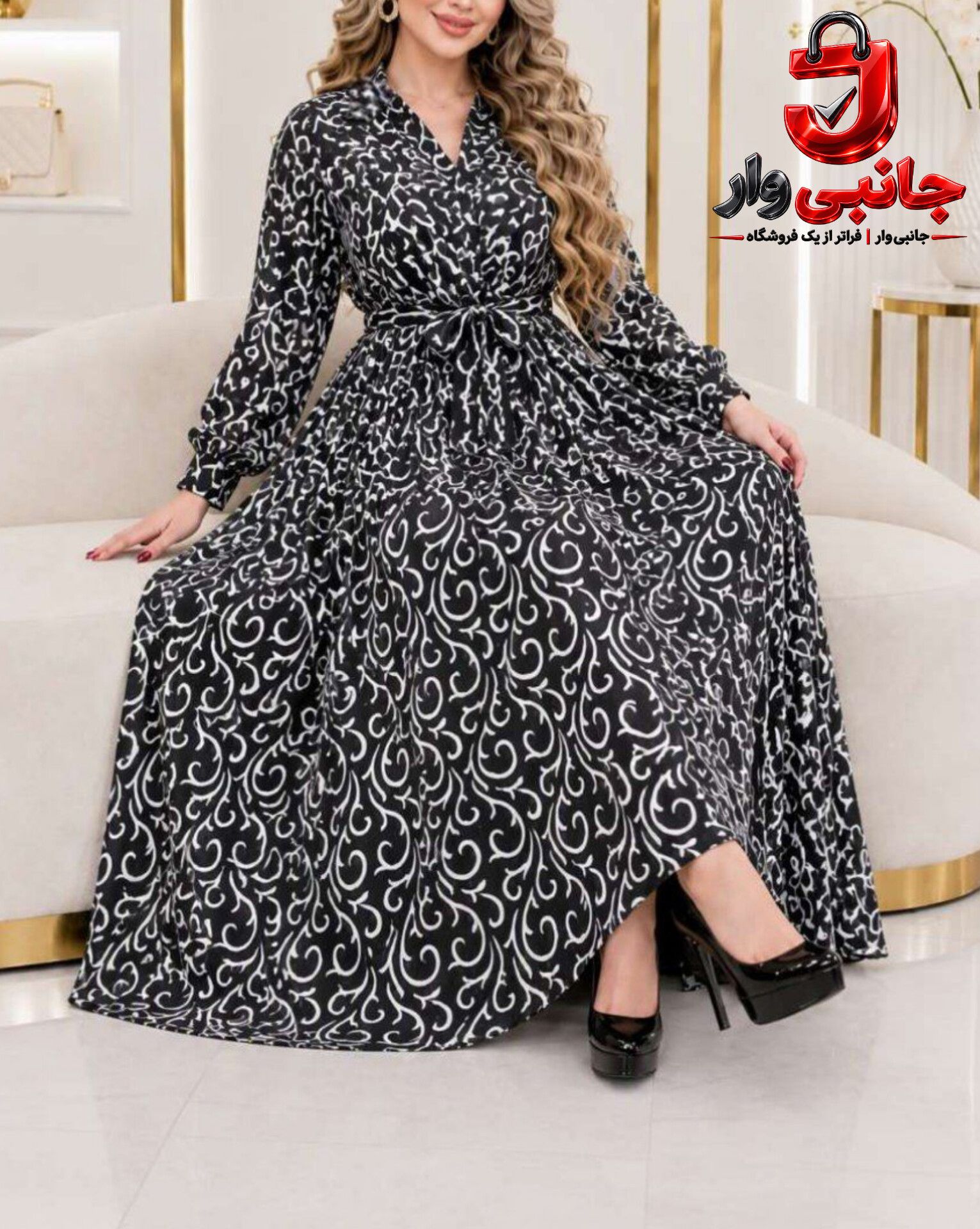 پیراهن حریر لمه‌دار